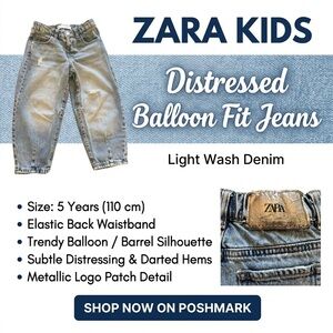 Zara Kids Distressed Balloon Fit Jeans